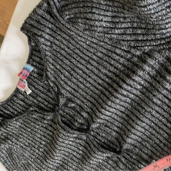 Urban Outfitters Ribbed Sweater Dress Knit Minidress Metallic Silver L stretch - Picture 9 of 9